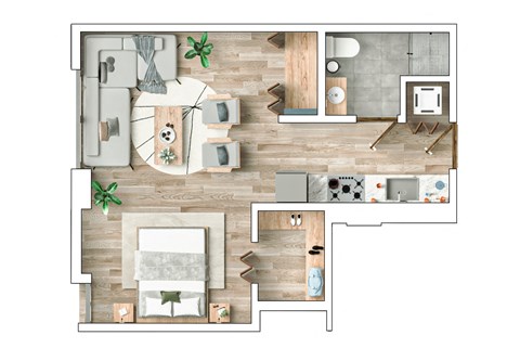 Floor plan for studio, 1 bath, 360 sqft